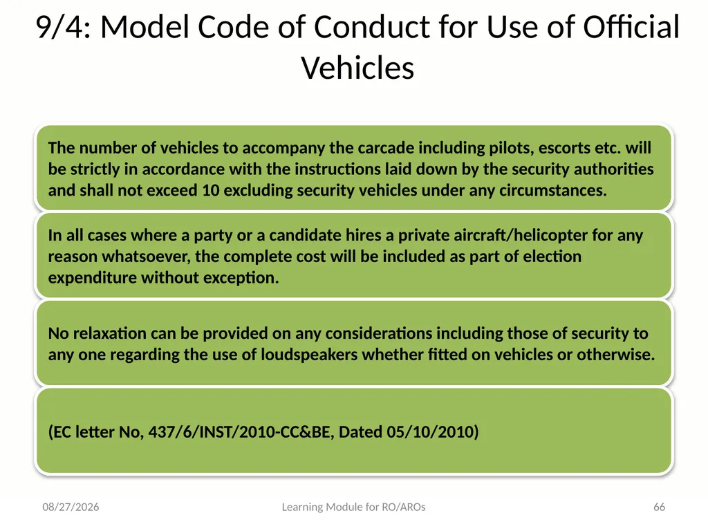 Model Code of Conduct (MCC) Learning Module for - slide 66 of 99