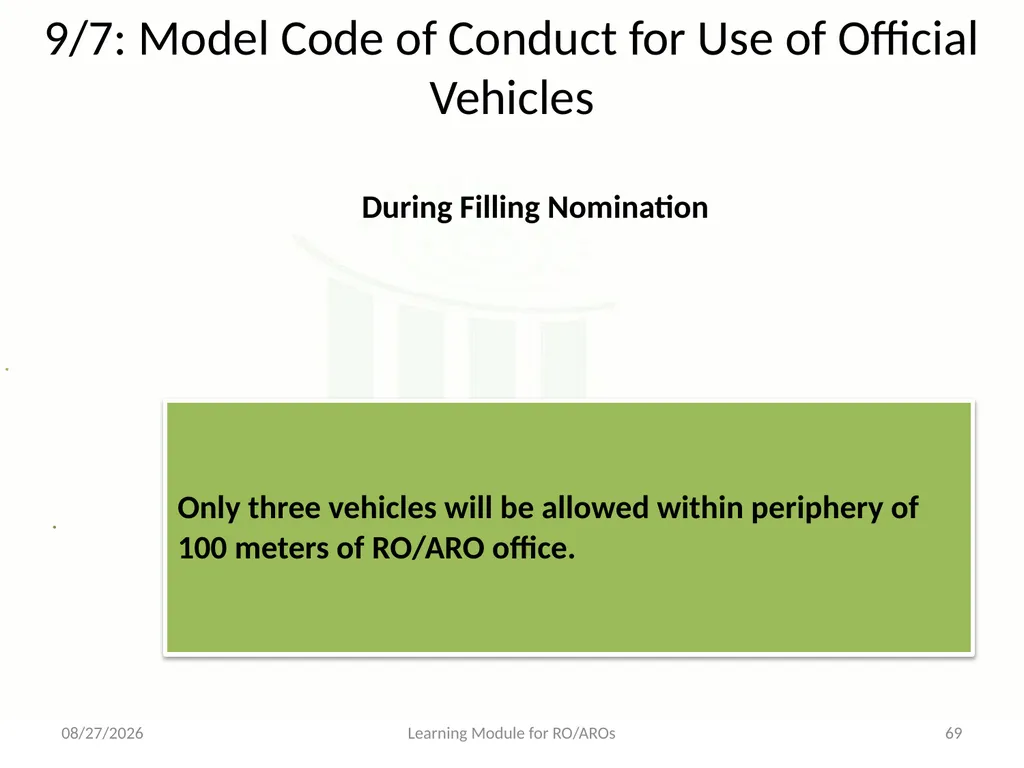 Model Code of Conduct (MCC) Learning Module for - slide 69 of 99