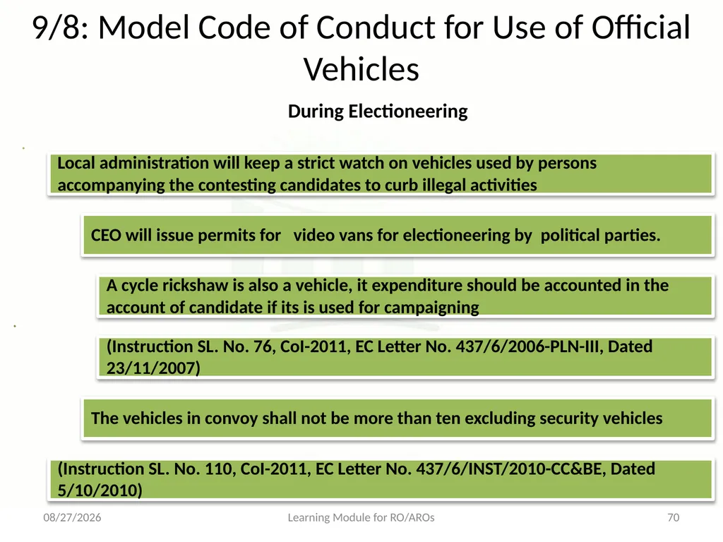 Model Code of Conduct (MCC) Learning Module for - slide 70 of 99