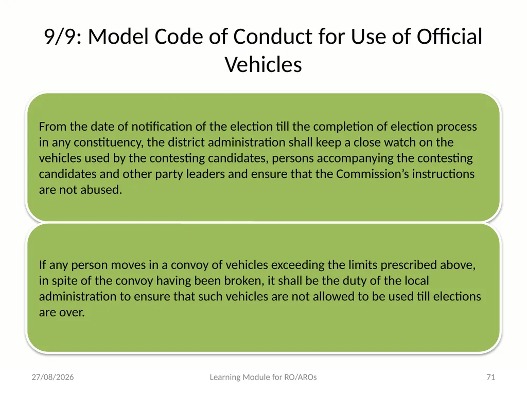 Model Code of Conduct (MCC) Learning Module for - slide 71 of 99