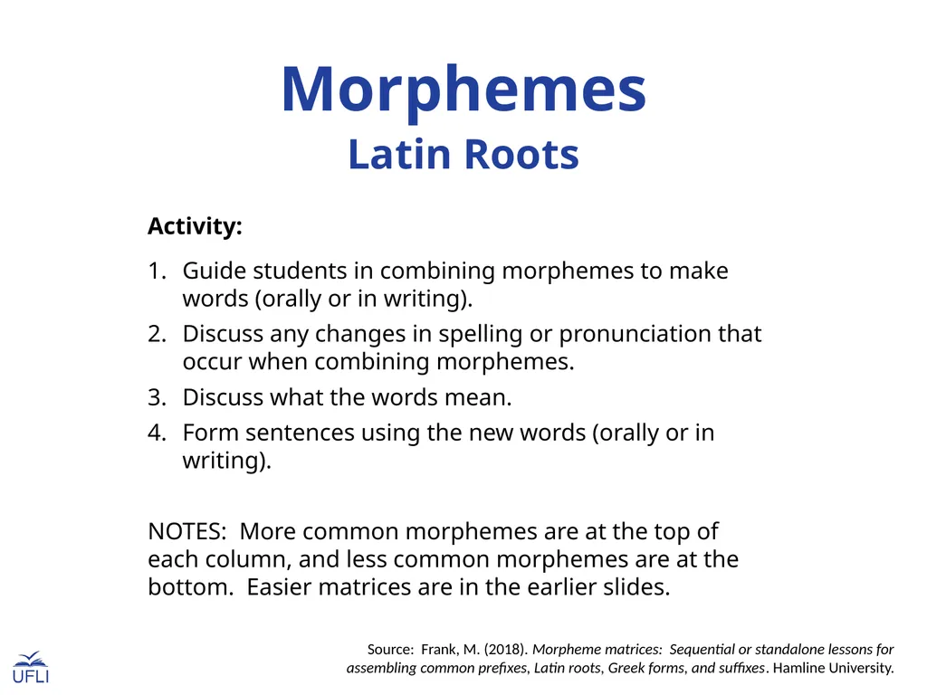 Morphemes Latin Roots Activity: Guide students in - slide 1 of 21