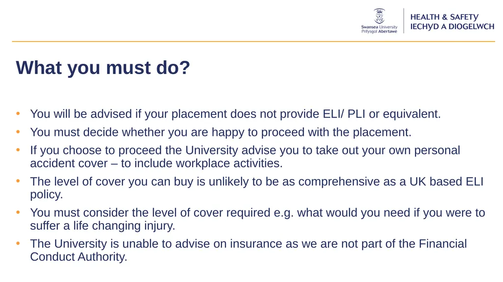 Work Placements Insurance Briefing Swansea - slide 10 of 12