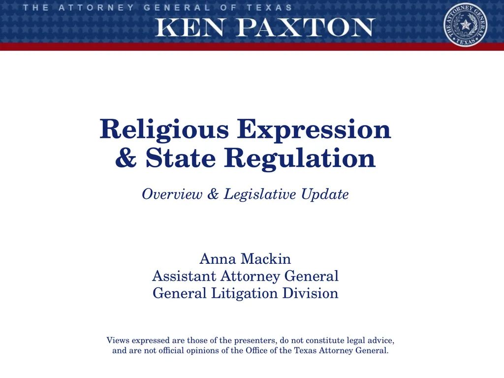Religious Expression & State Regulation Overview & - slide 1 of 18