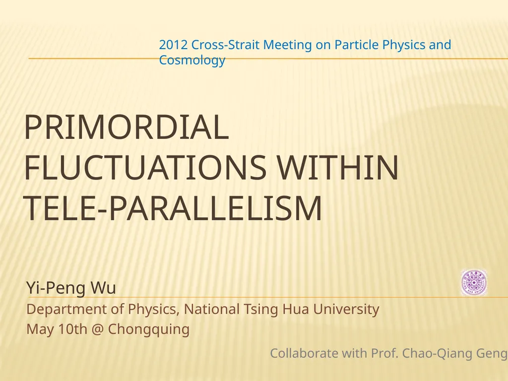 primordial fluctuations within tele-parallelism - slide 1 of 16