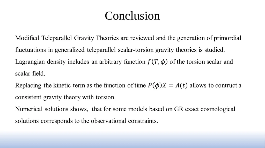 The exact solutions in cosmological models based - slide 17 of 17