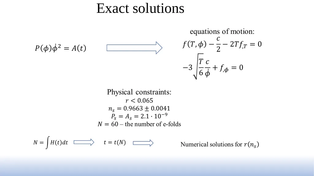The exact solutions in cosmological models based - slide 14 of 17