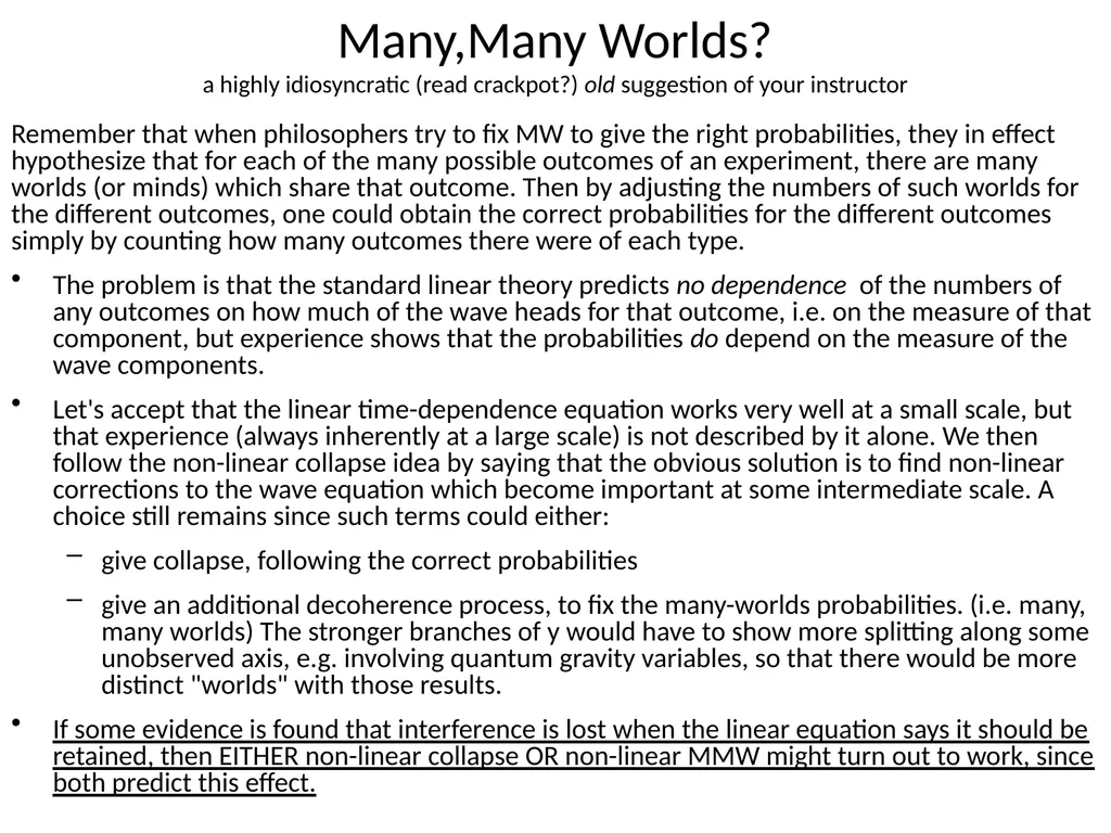 More on Quantum measurement Next time: Concluding - slide 6 of 13