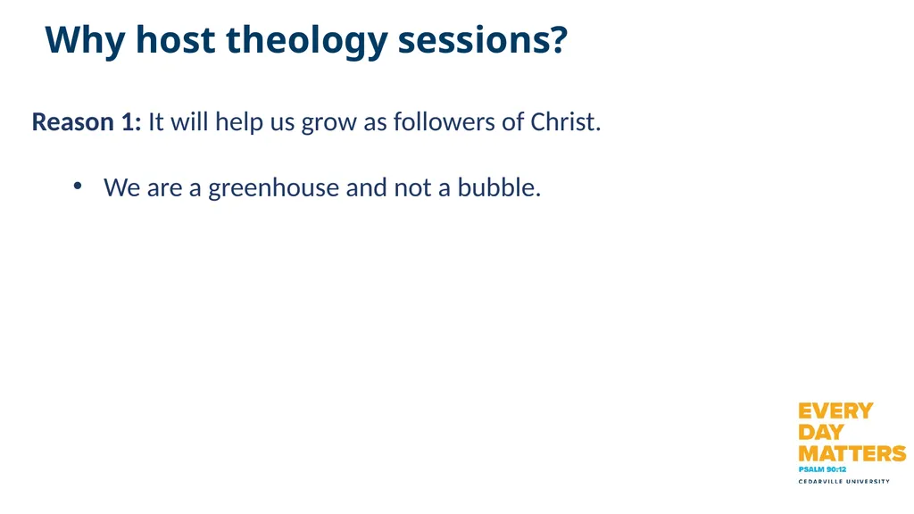 Faculty Theology Session 1 Overview Why host - slide 3 of 28