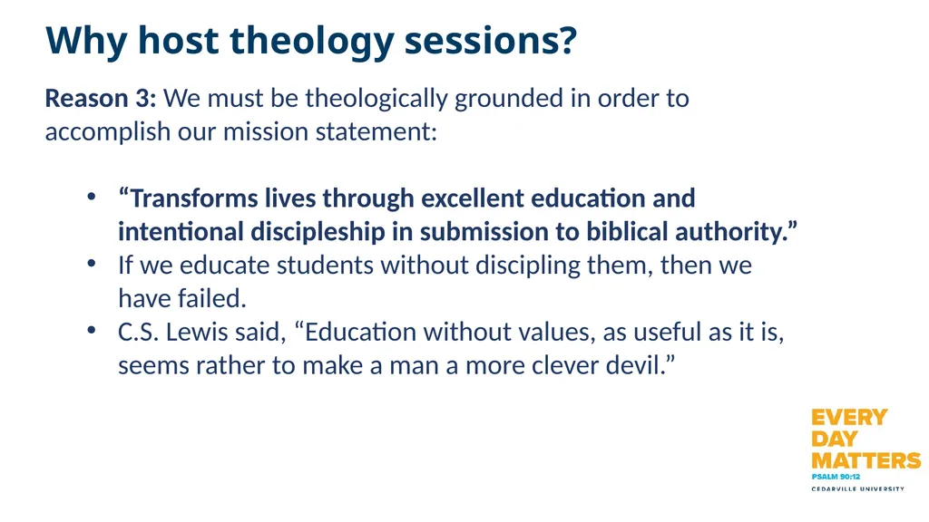 Faculty Theology Session 1 Overview Why host - slide 5 of 28