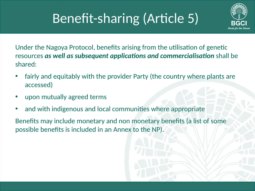 Module 3: Key Articles of the Nagoya Protocol on - slide 10 of 19