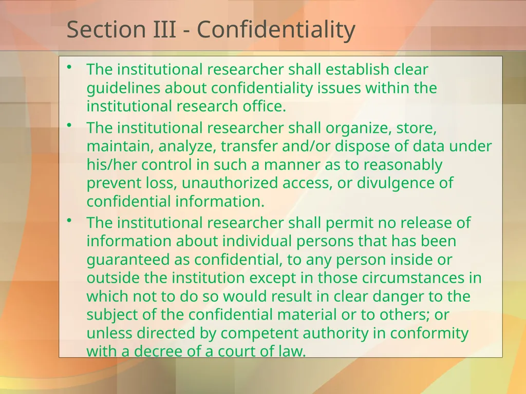 Got Ethics? Using IR’s Code of Ethics to Navigate - slide 14 of 24