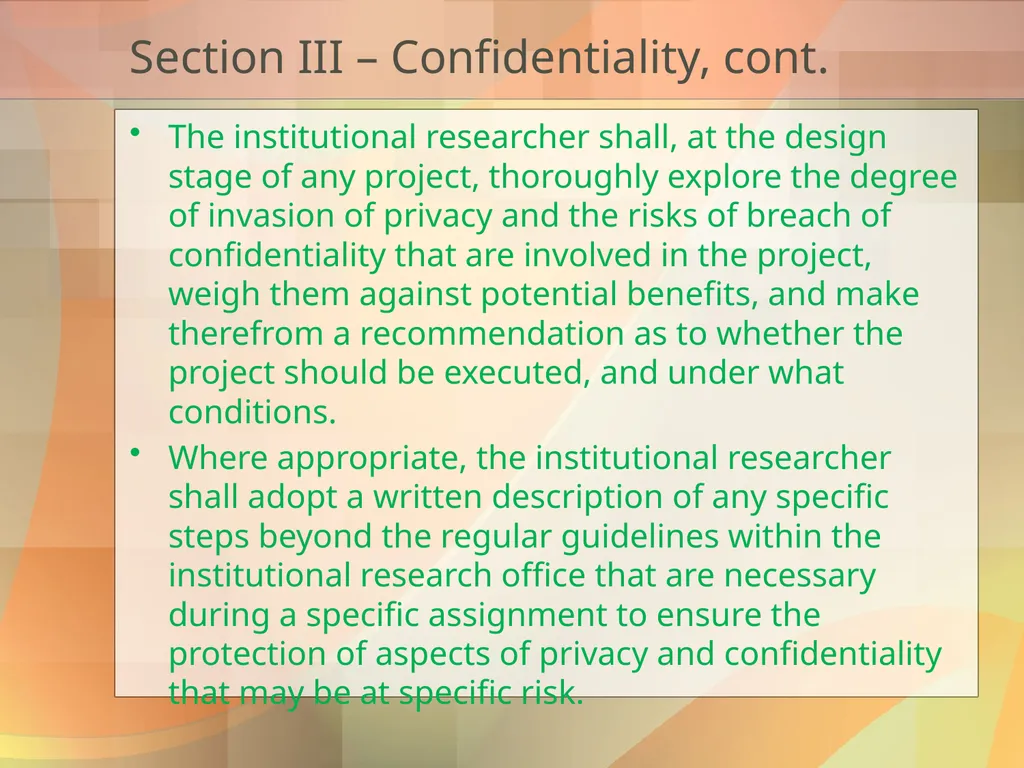 Got Ethics? Using IR’s Code of Ethics to Navigate - slide 15 of 24