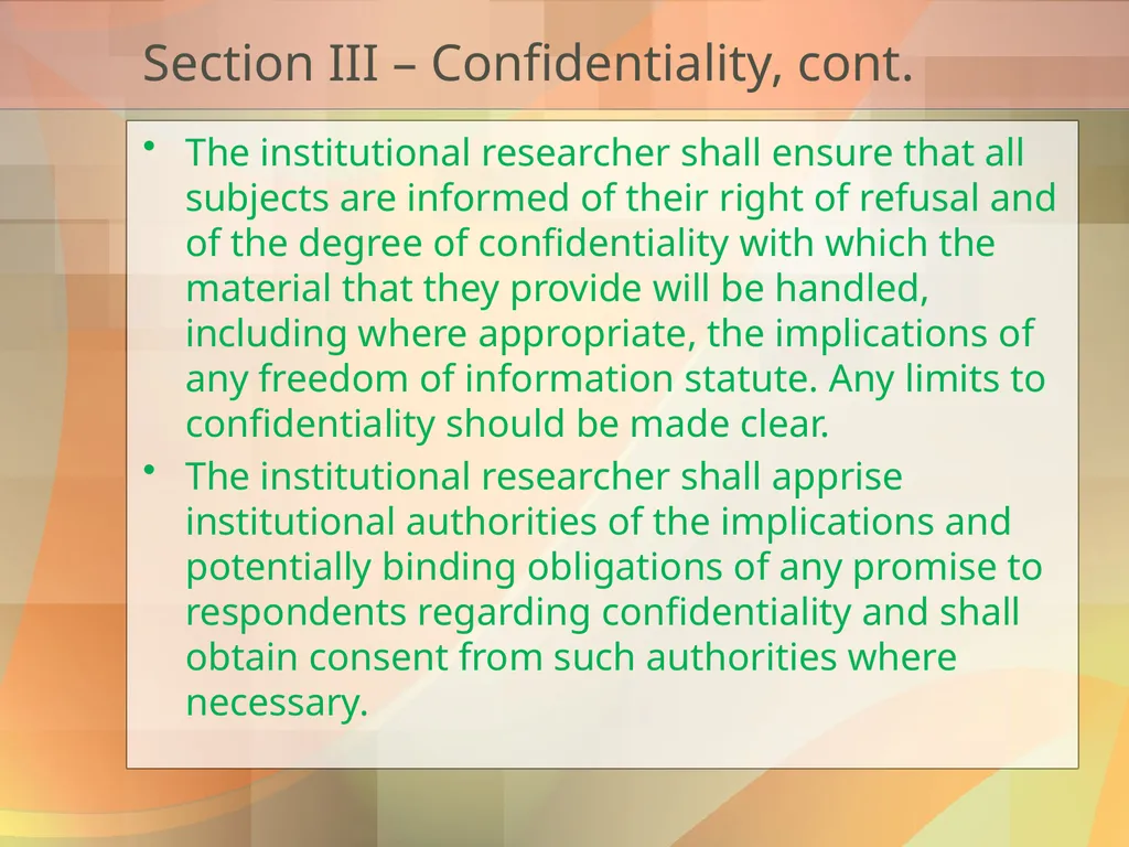 Got Ethics? Using IR’s Code of Ethics to Navigate - slide 16 of 24