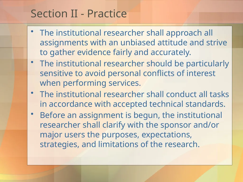 Got Ethics? Using IR’s Code of Ethics to Navigate - slide 10 of 24