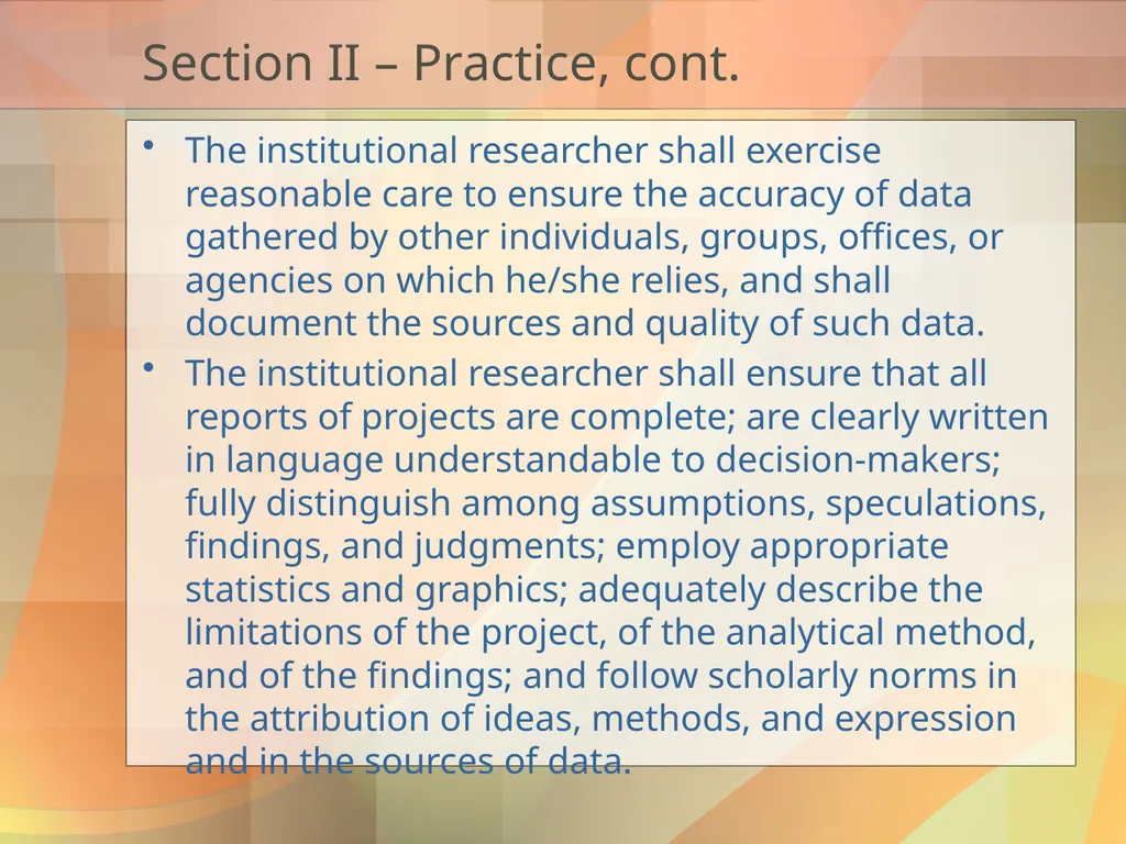 Got Ethics? Using IR’s Code of Ethics to Navigate - slide 12 of 24