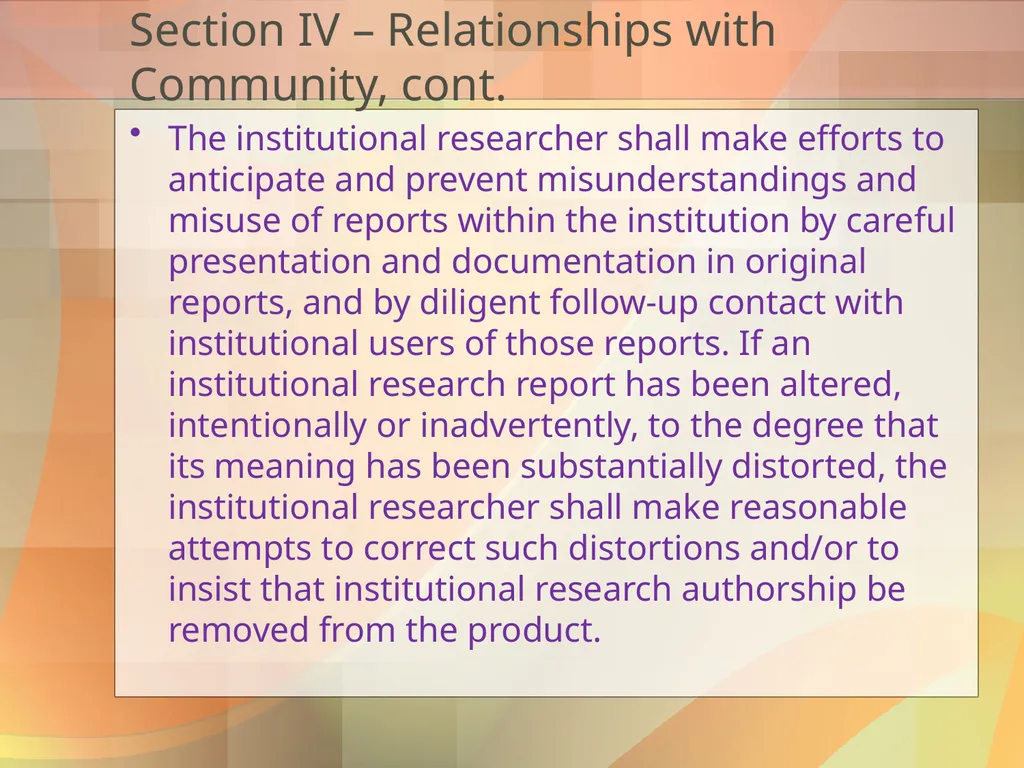 Got Ethics? Using IR’s Code of Ethics to Navigate - slide 19 of 24