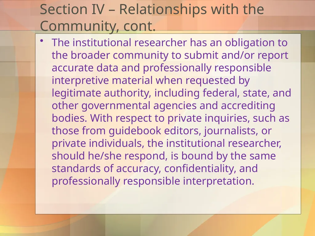 Got Ethics? Using IR’s Code of Ethics to Navigate - slide 20 of 24
