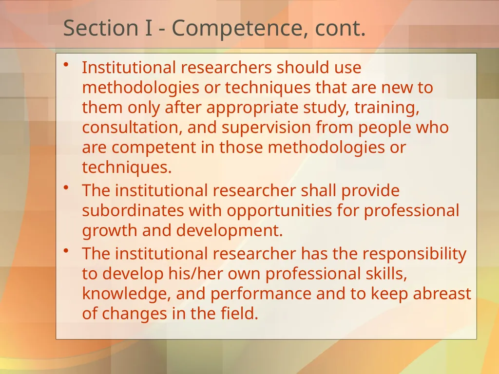 Got Ethics? Using IR’s Code of Ethics to Navigate - slide 9 of 24
