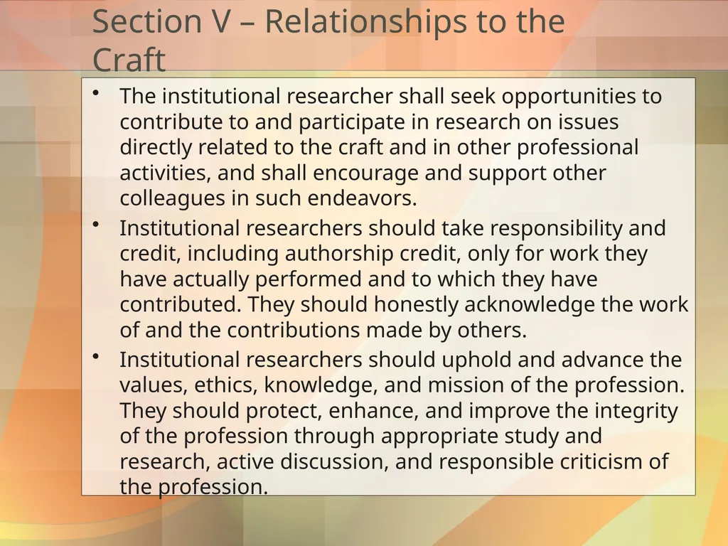 Got Ethics? Using IR’s Code of Ethics to Navigate - slide 21 of 24
