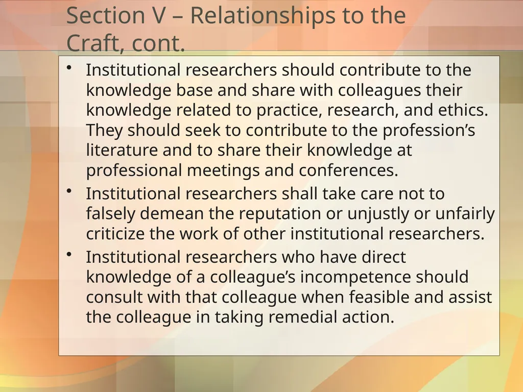 Got Ethics? Using IR’s Code of Ethics to Navigate - slide 22 of 24