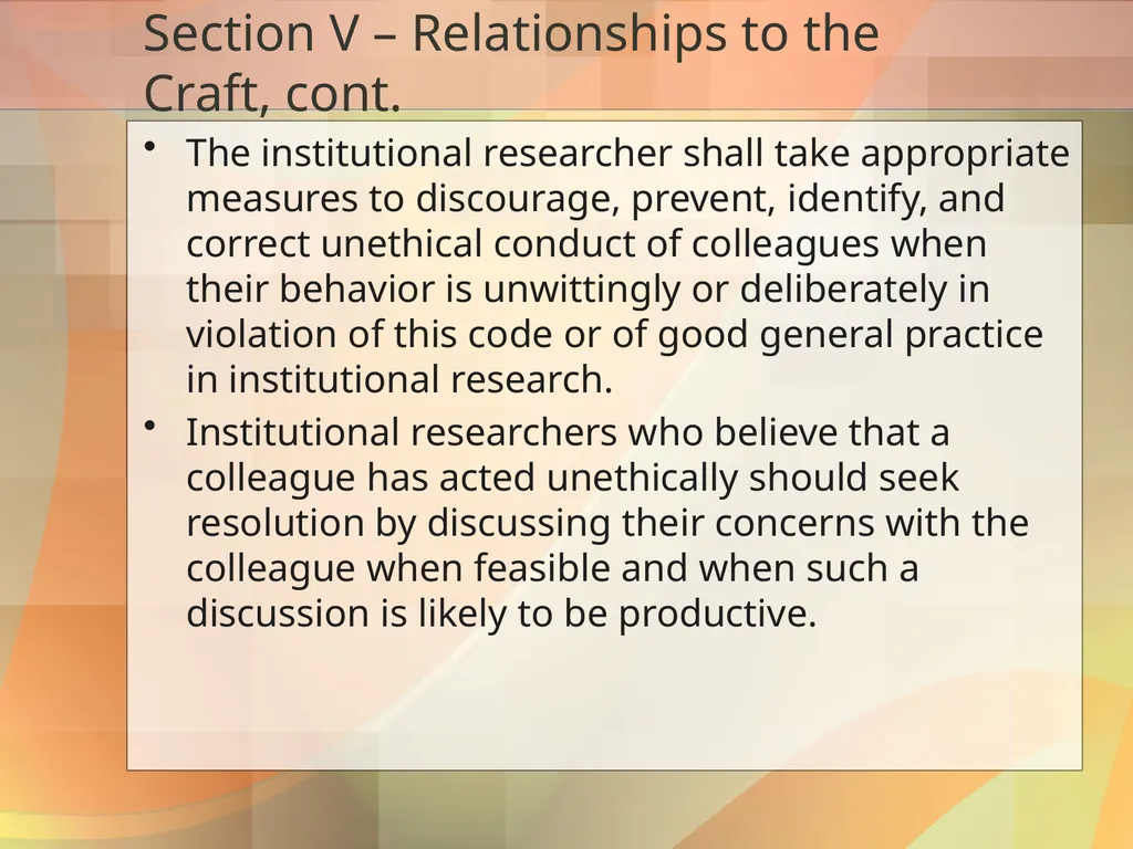 Got Ethics? Using IR’s Code of Ethics to Navigate - slide 23 of 24