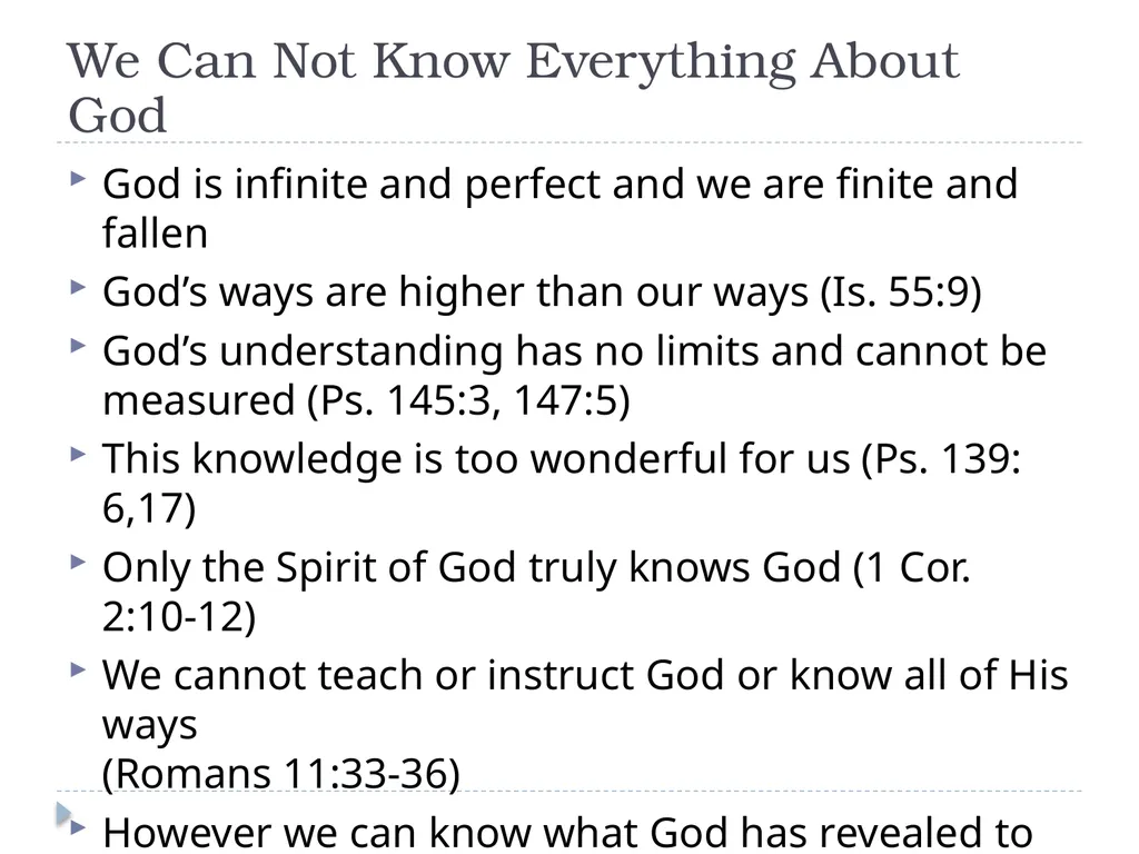 Systematic Theology Lecture 3: The Attributes of - slide 11 of 24