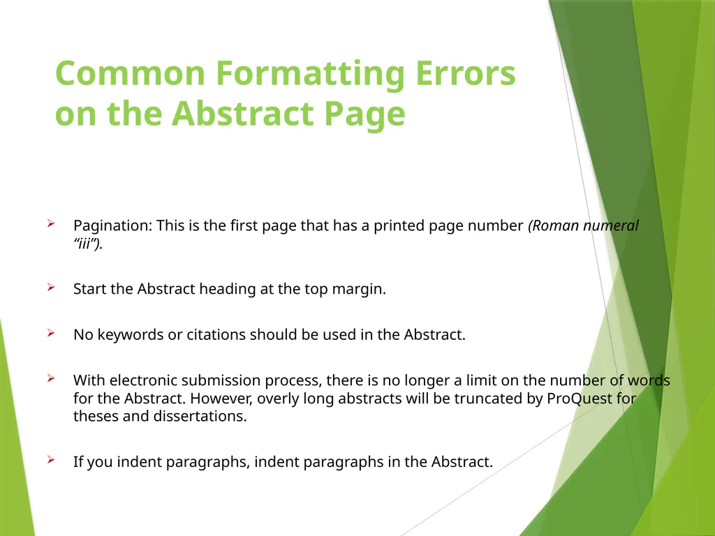 Formatting the Preliminary Pages of Your Thesis, - slide 16 of 23