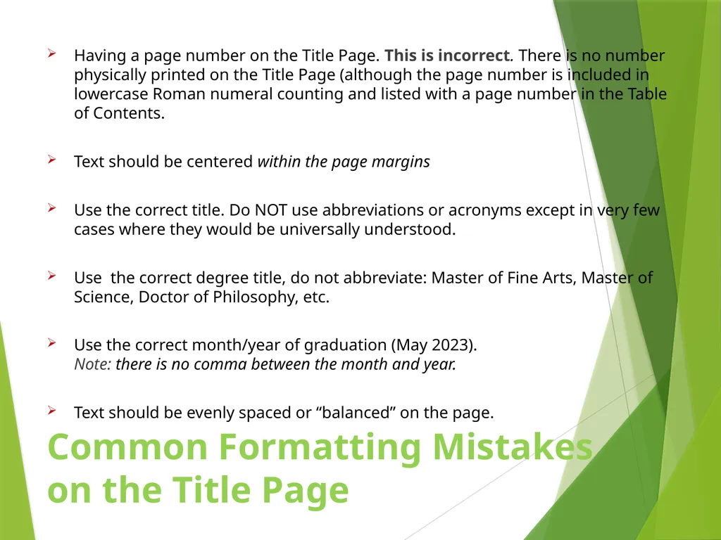 Formatting the Preliminary Pages of Your Thesis, - slide 14 of 23