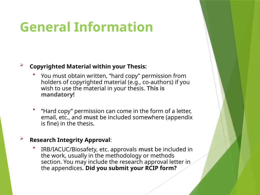 Formatting the Preliminary Pages of Your Thesis, - slide 20 of 23