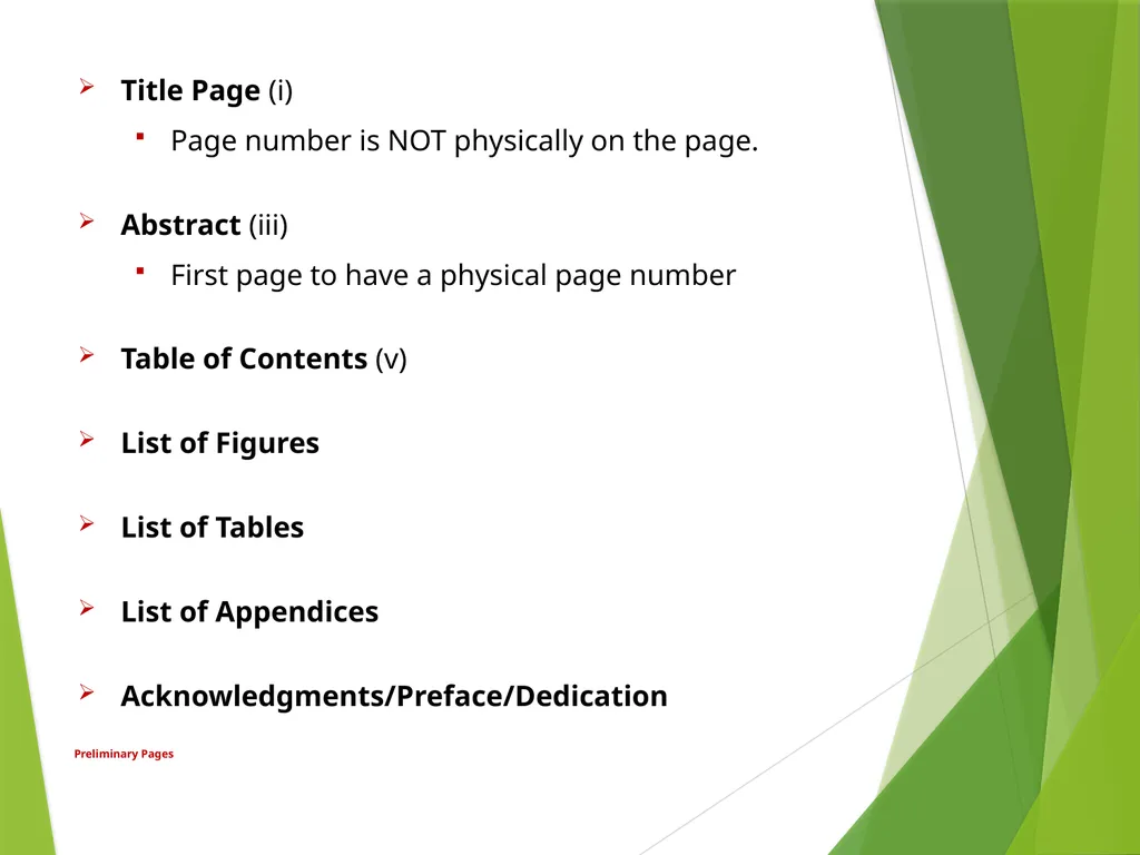 Formatting the Preliminary Pages of Your Thesis, - slide 12 of 23