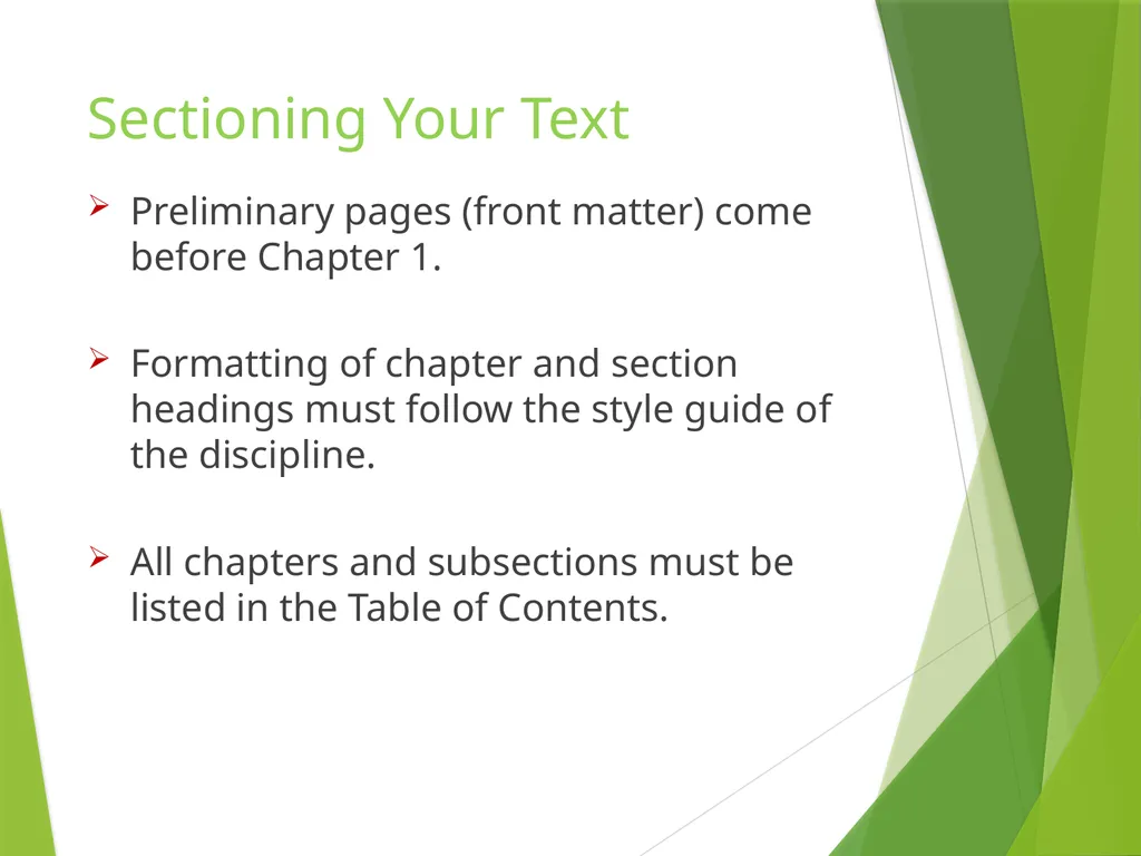 Formatting the Preliminary Pages of Your Thesis, - slide 11 of 23