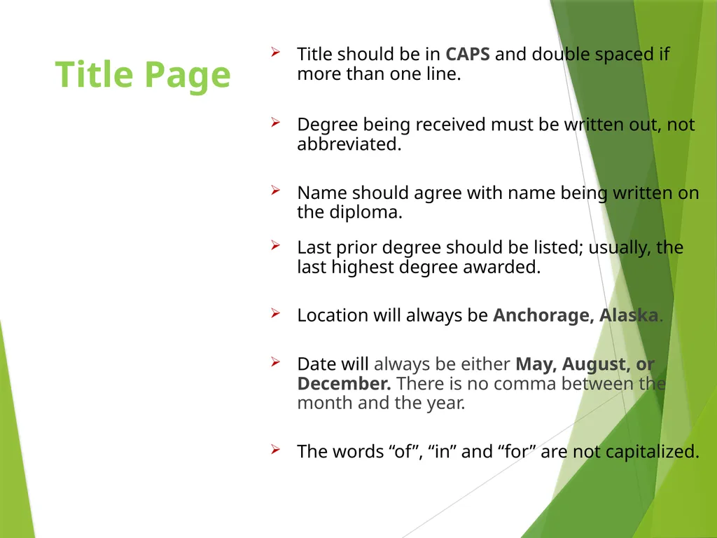 Formatting the Preliminary Pages of Your Thesis, - slide 13 of 23