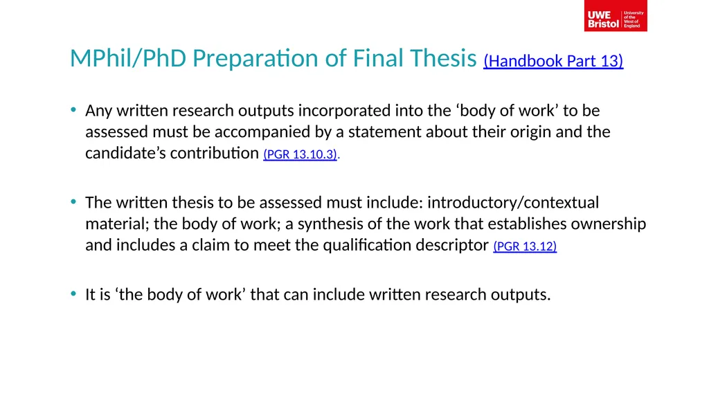 Guidelines on MPhil/PhD written thesis format at - slide 6 of 8