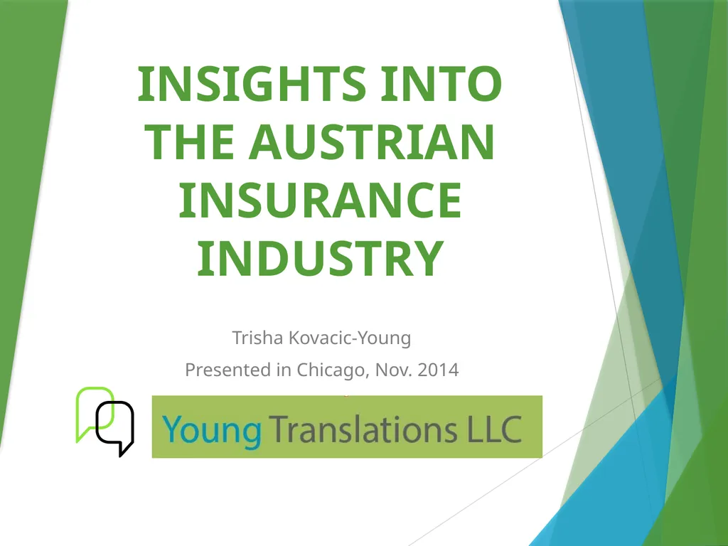 INSIGHTS INTO THE AUSTRIAN INSURANCE INDUSTRY - slide 1 of 30