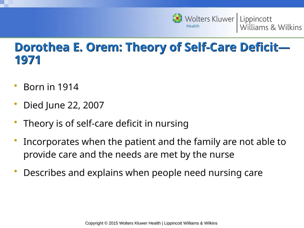 Chapter 7 Nursing Theory Introduction First nurse - slide 16 of 32