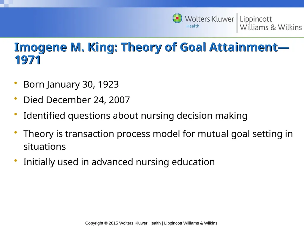 Chapter 7 Nursing Theory Introduction First nurse - slide 17 of 32