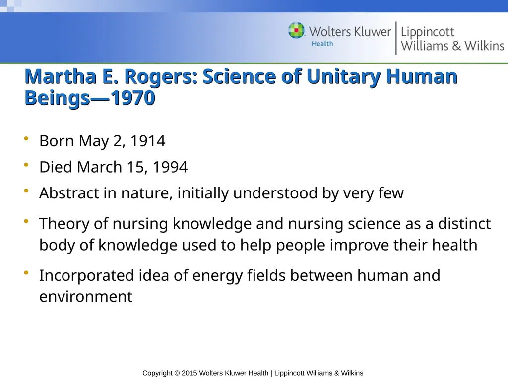 Chapter 7 Nursing Theory Introduction First nurse - slide 14 of 32