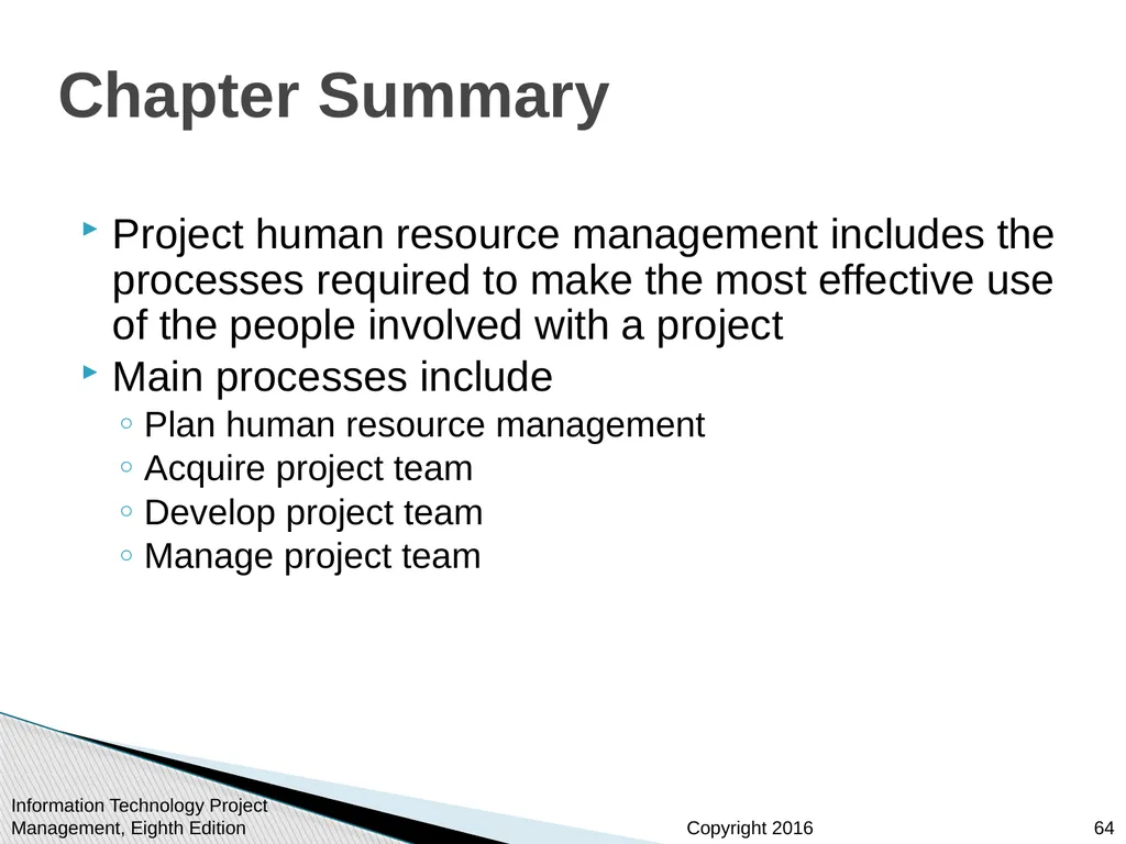 Chapter 9: Project Human Resource Management - slide 64 of 64