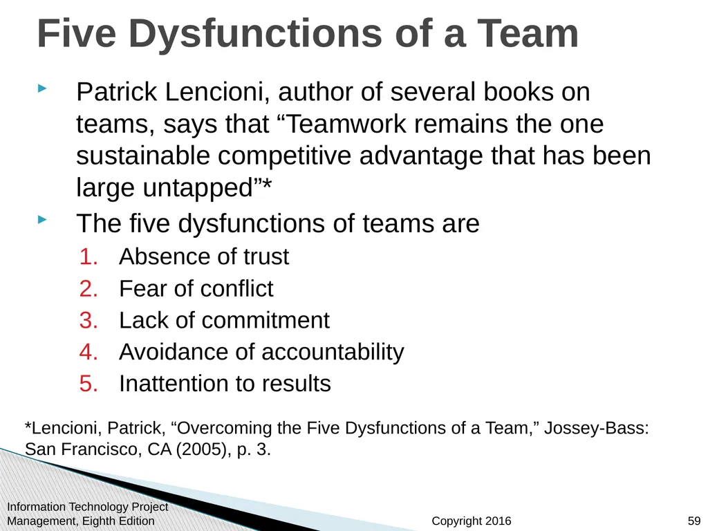 Chapter 9: Project Human Resource Management - slide 59 of 64