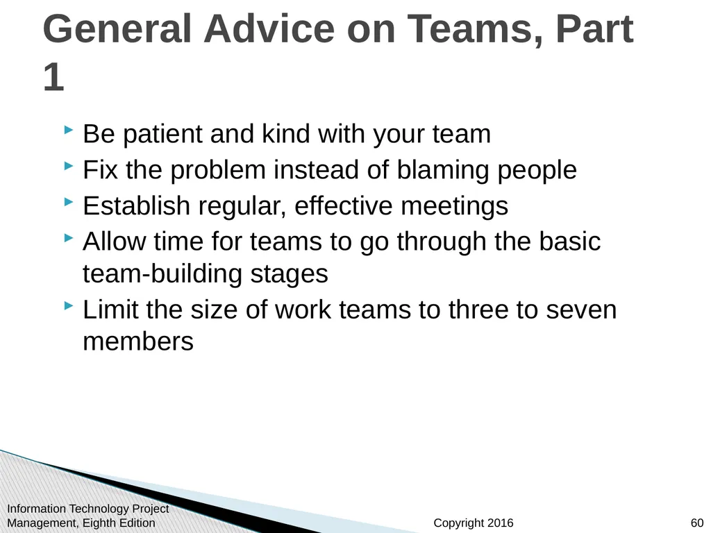 Chapter 9: Project Human Resource Management - slide 60 of 64
