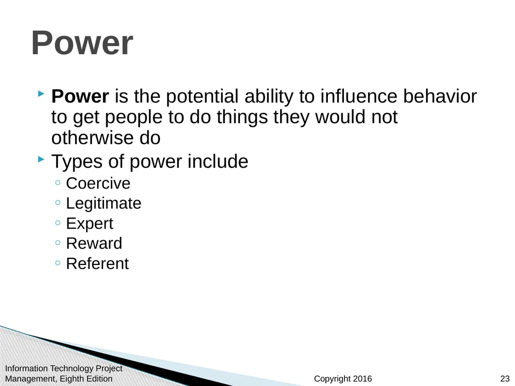 Chapter 9: Project Human Resource Management - slide 23 of 64