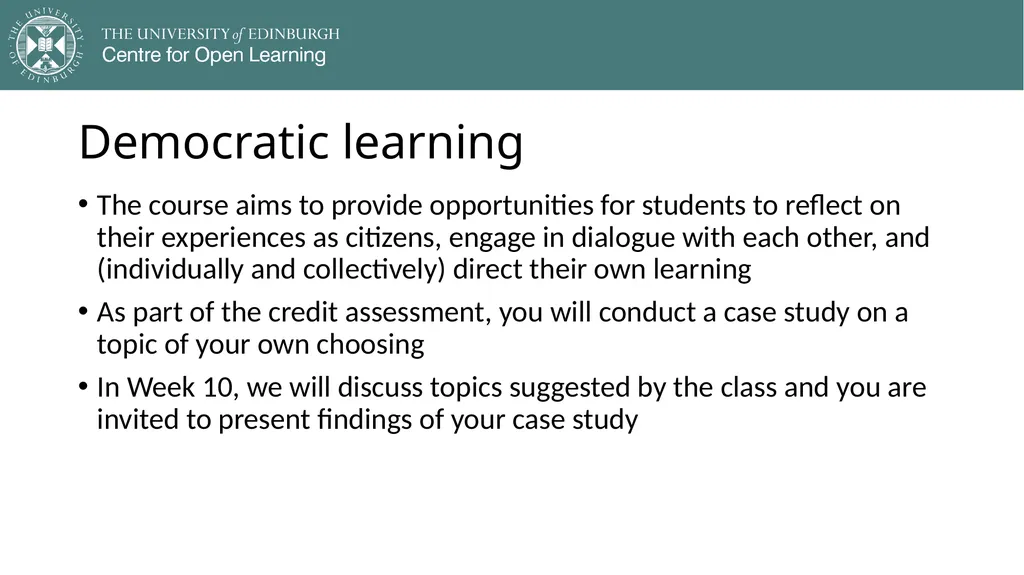 Democracy in Theory and Practice 1. Introduction - slide 16 of 23