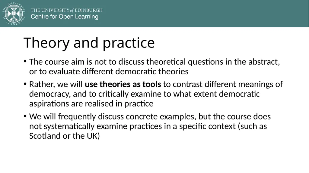 Democracy in Theory and Practice 1. Introduction - slide 15 of 23