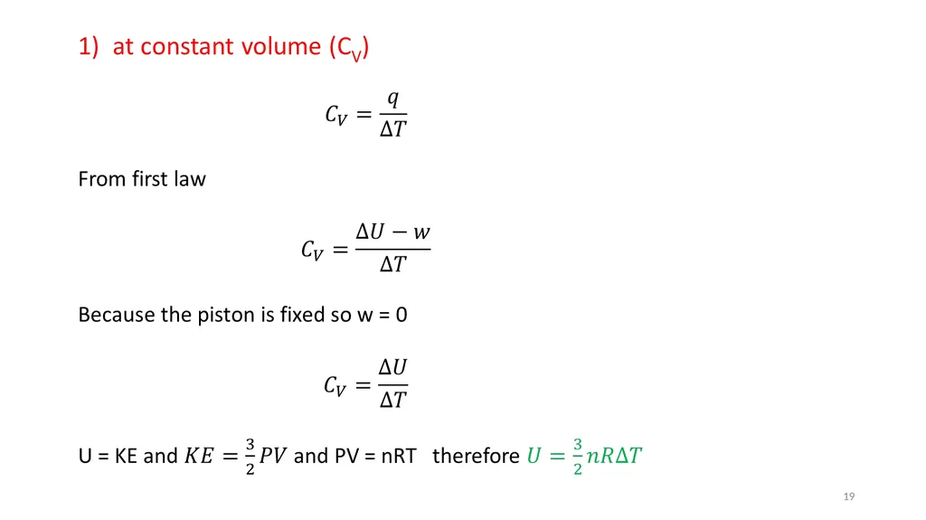 Chapter 3 Internal Energy, Heat and First Law of - slide 19 of 66