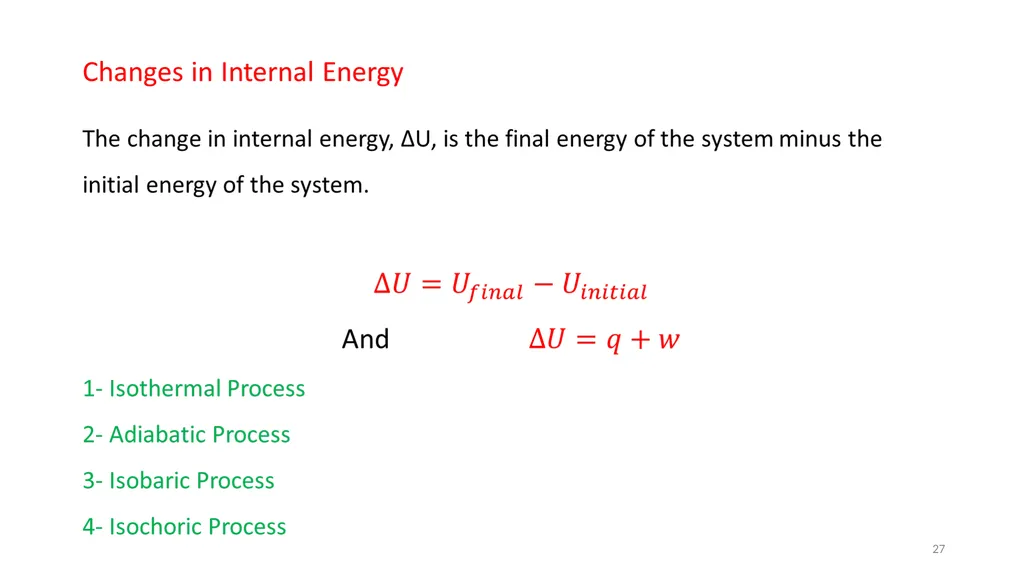 Chapter 3 Internal Energy, Heat and First Law of - slide 27 of 66