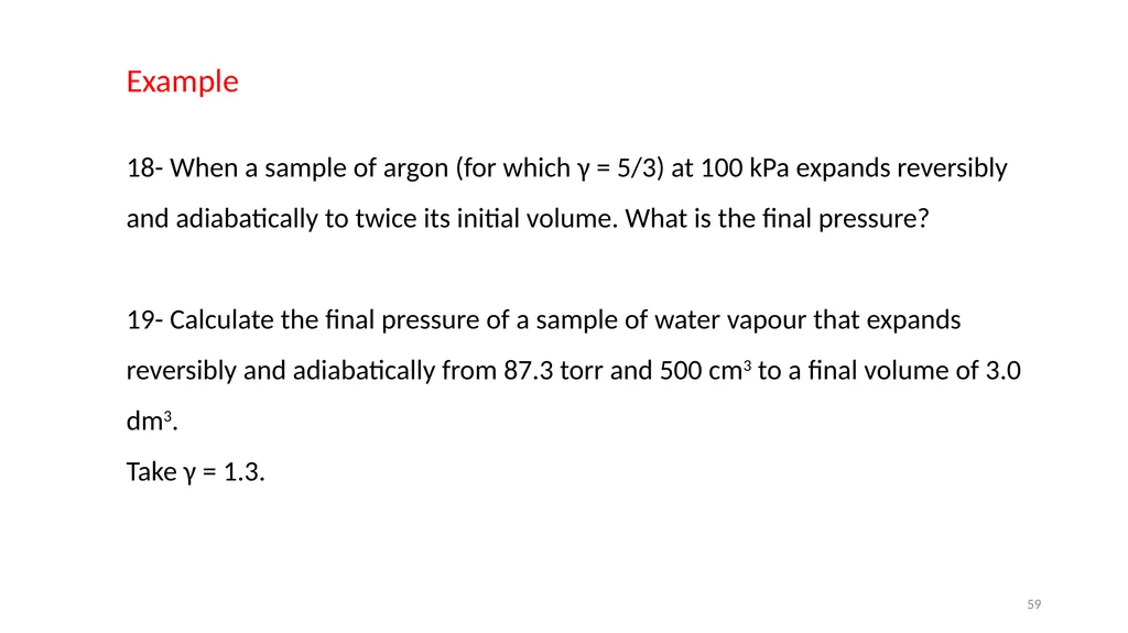 Chapter 3 Internal Energy, Heat and First Law of - slide 59 of 66
