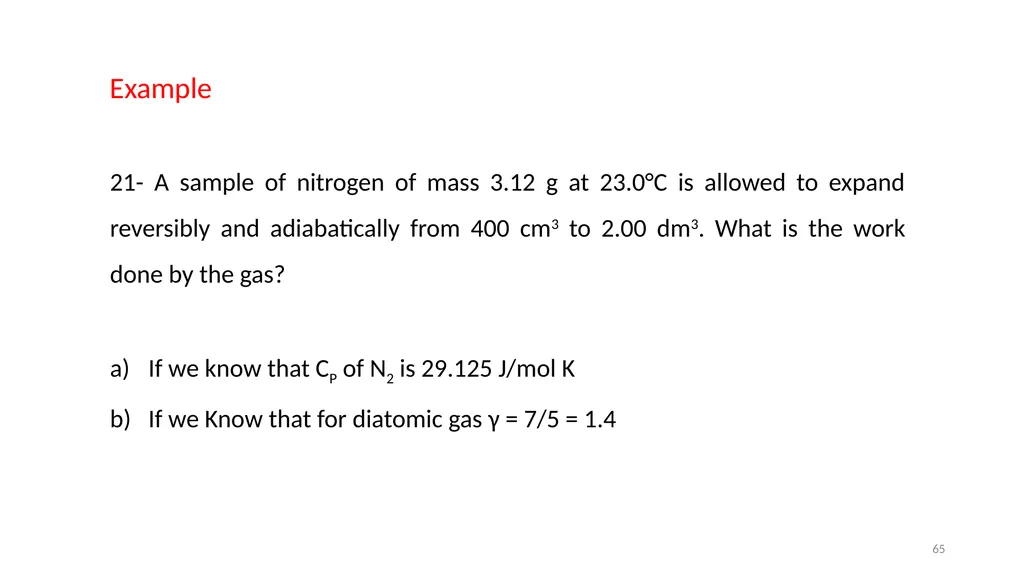 Chapter 3 Internal Energy, Heat and First Law of - slide 65 of 66