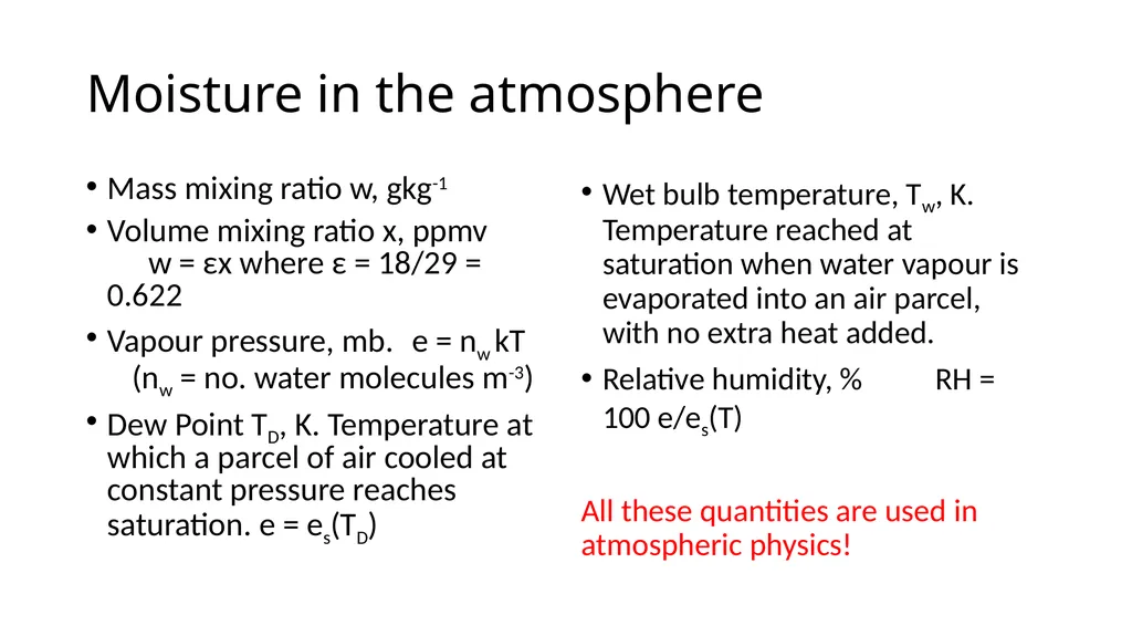 EART30351 Lecture 3 Moisture in the atmosphere - slide 3 of 10