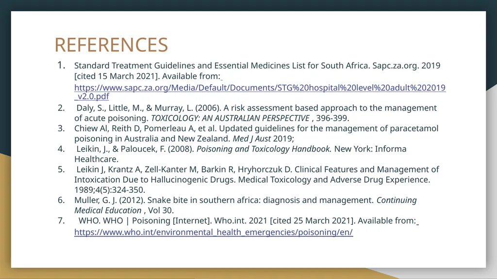 OVERDOSE AND POISONING Karishma Domah Simon Brooks - slide 25 of 25