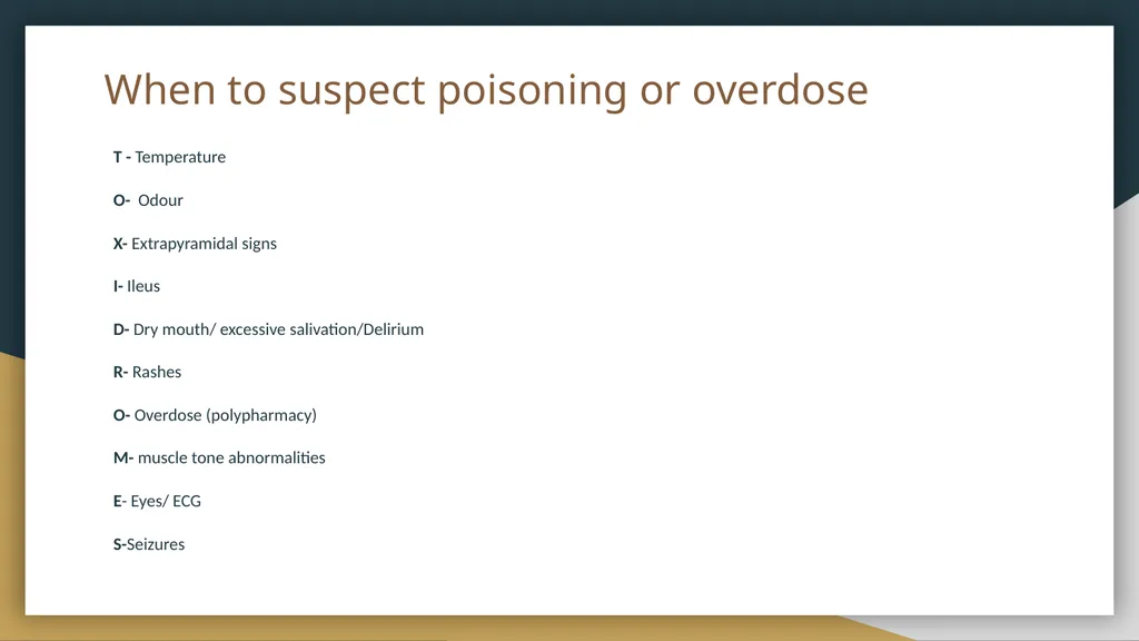 OVERDOSE AND POISONING Karishma Domah Simon Brooks - slide 8 of 25